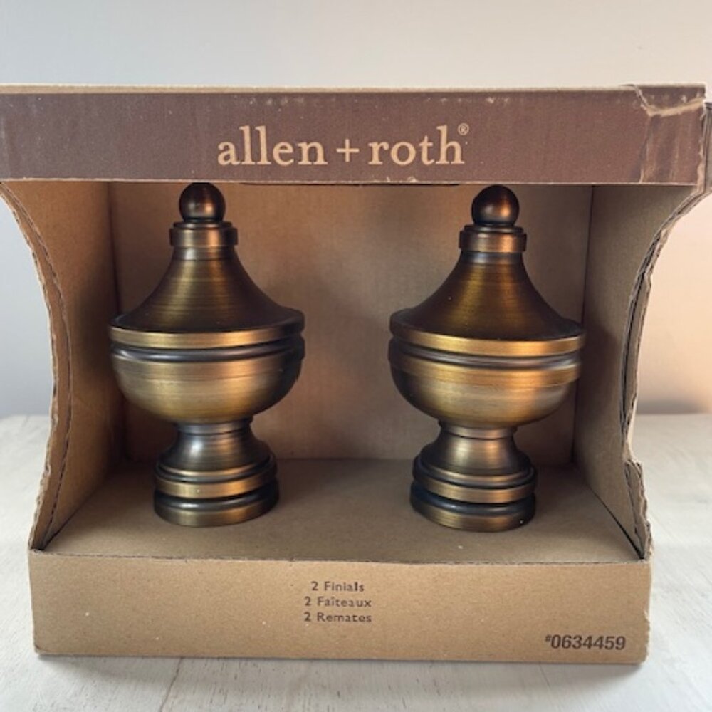 Allen & Roth 2-Pack Decorative Curtain Rod Finials ~ Espresso Finish ~ NEW